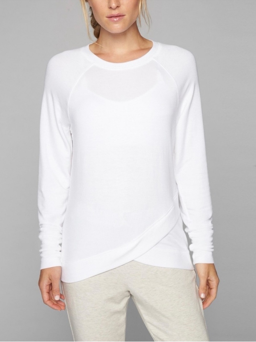 Athleta White Crew Neck Long-Sleeve Sweater